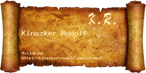 Kinszker Rudolf névjegykártya